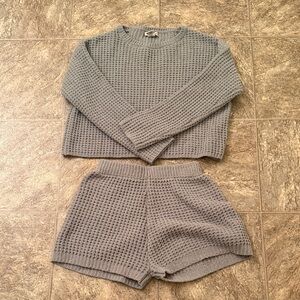Sage Green Waffle Knit Sweater Set